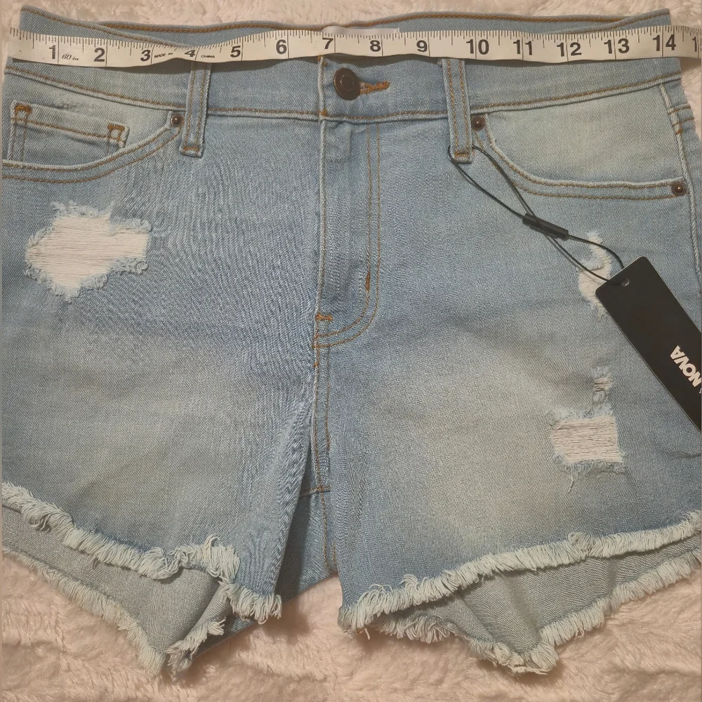 Fashion Nova Light Blue‎ Distressed Denim Cutoff Shorts